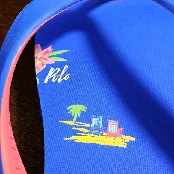 Polo Ralph Lauren Thong Sandals Men\'s Size 11 Blue Red Beach Ship Vacation New main image 11